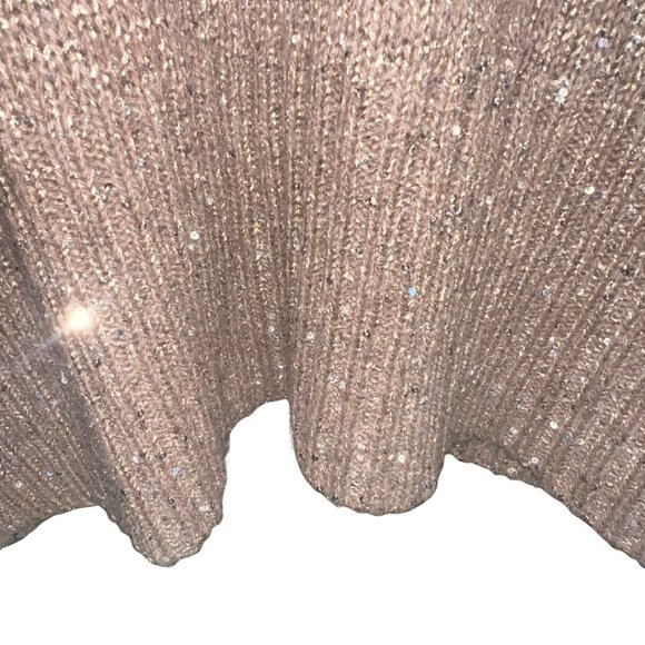 J Jill Sequin Wool Blend Open Front Cardigan Sweater Size L tan  Pockets - Picture 4 of 8